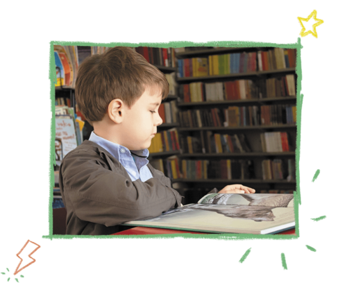 Boy reading illustration