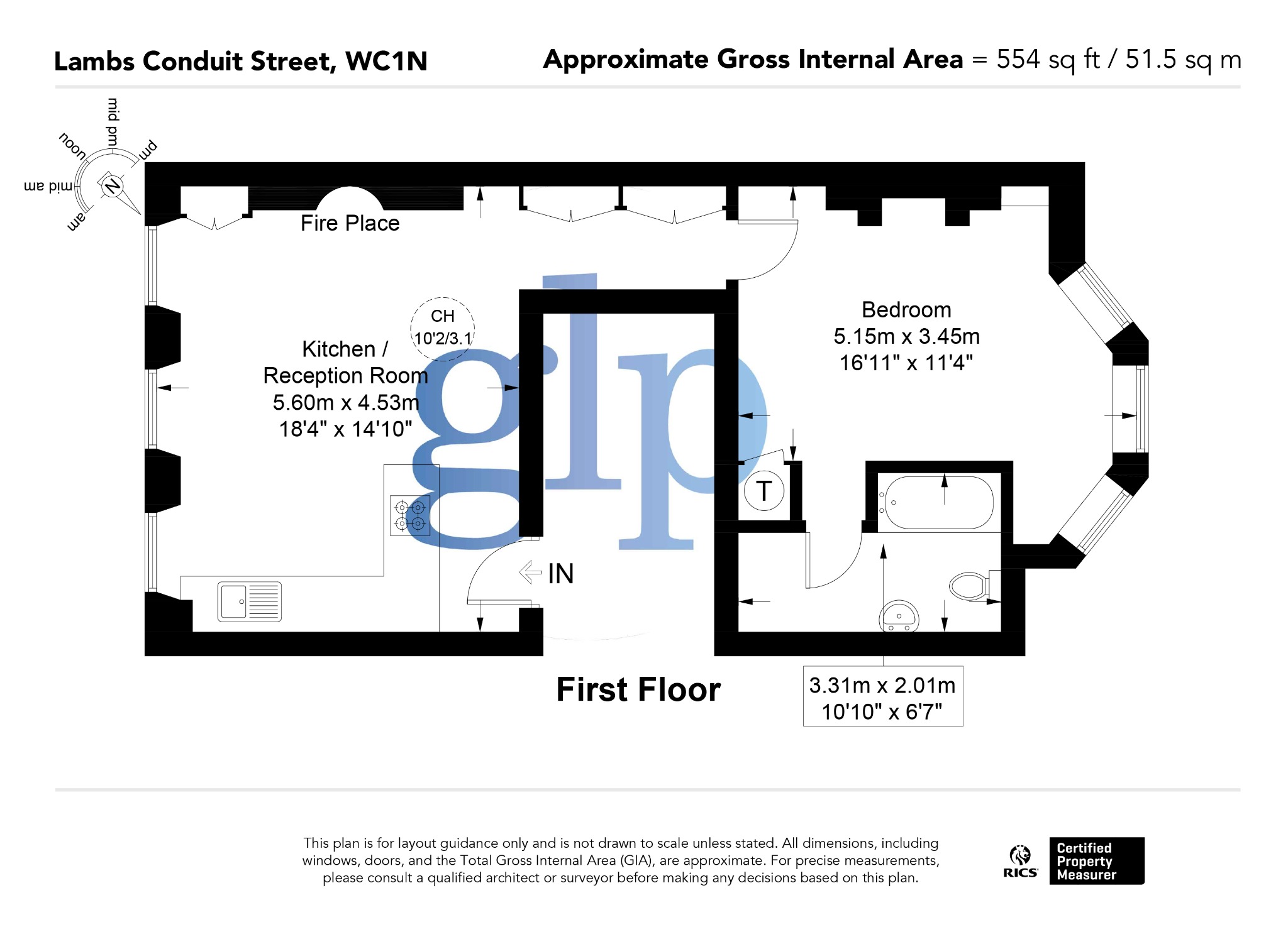 1 卧室公寓, 伦敦, WC1N, 拉姆斯康德街