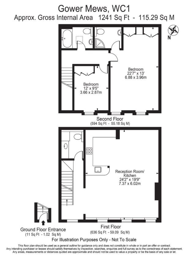 2 Bedroom Maisonette, Gower Mews, Bloomsbury, WC1E