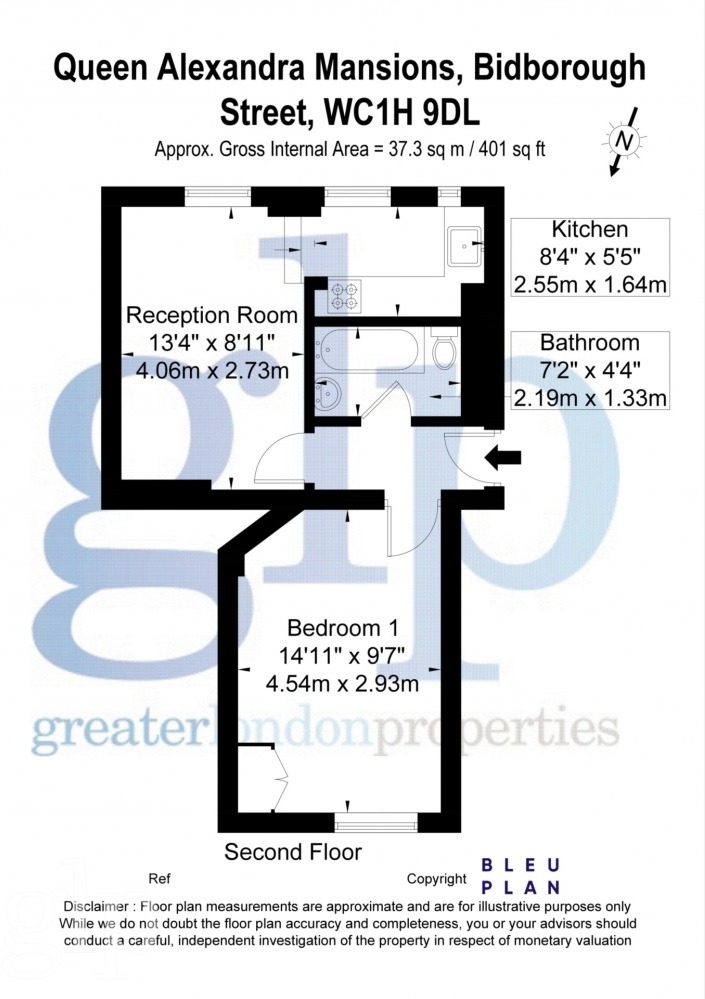 1 卧室公寓, Queen Alexander Mansions, Bidborough Street, Bloomsbury WC1