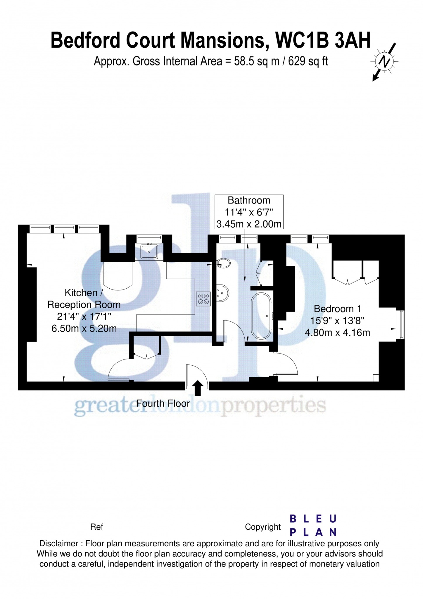 1 Bedroom Apartment, Bedford Court Mansions, Adeline Place, WC1B