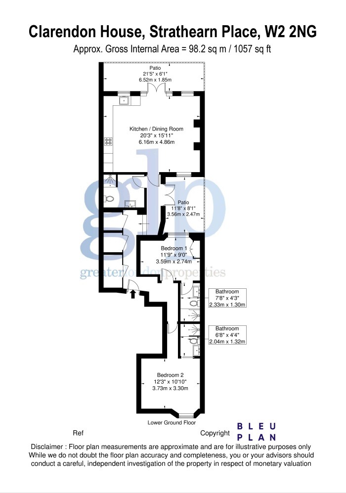 2 Bedroom Ground Flat, Clarendon House, Strathearn Place, Hyde Park, W2